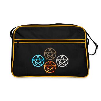 Pentagram Four Elements - Retro Bag - black/gold - Front