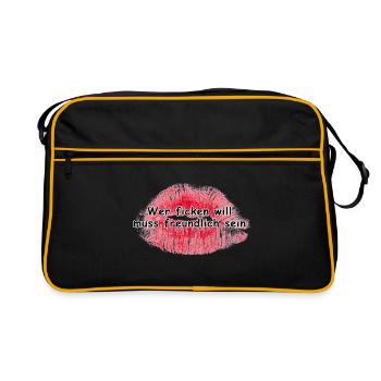 Qui veut baiser doit être amical - Sac Retro - noir/or - Devant