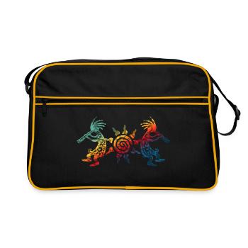 Native American Kokopelli Duo With Sun 2 - Sac Retro - noir/or - Devant
