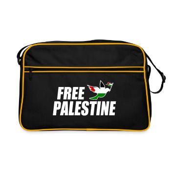 Free palestine - Retro Tasche - Schwarz/Gold - Vorne