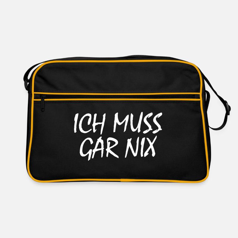 Ich muss gar nix - Retro Tasche - Schwarz/Gold