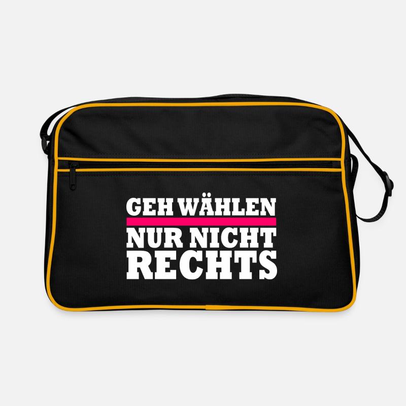 GEH WÄHLEN - Retro Tasche - Schwarz/Gold