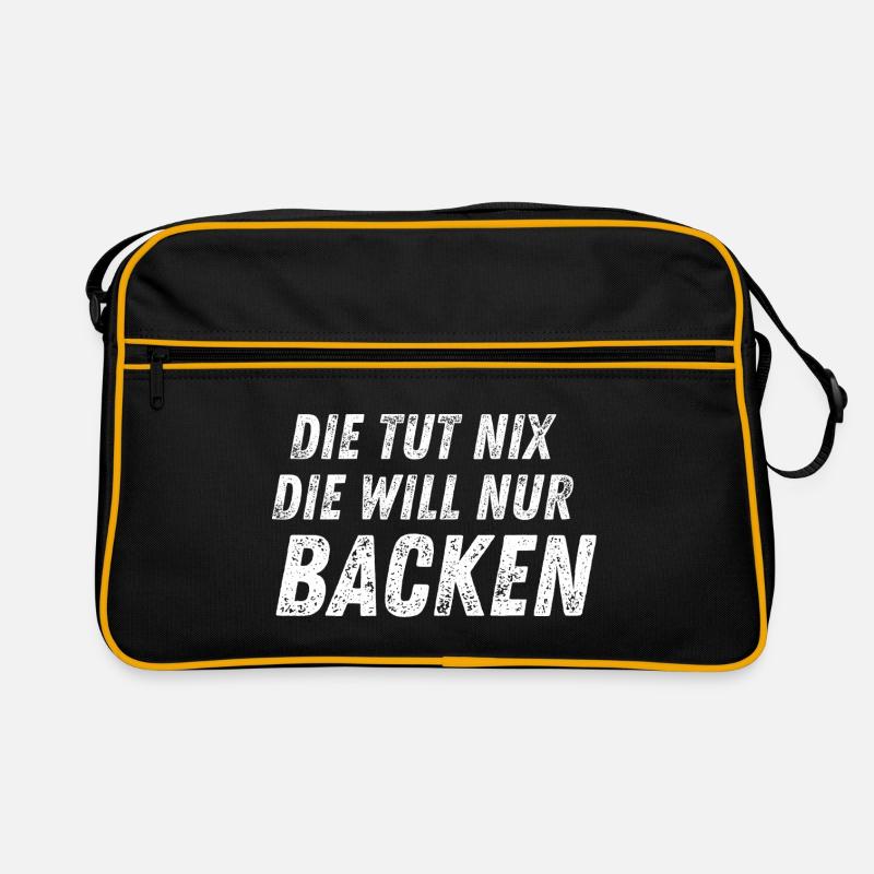 She doesn't do anything - she just wants to bake - Retro Bag - black/gold