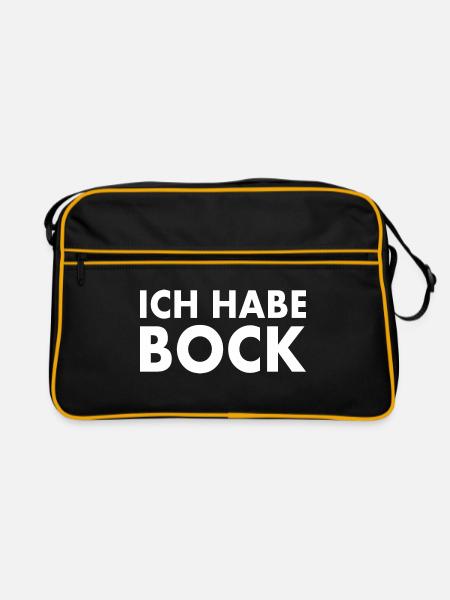 Ich habe bock - Retro Tasche - Schwarz/Gold - Vorne