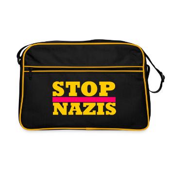 Stop Nazis - Retro Bag - black/gold - Front