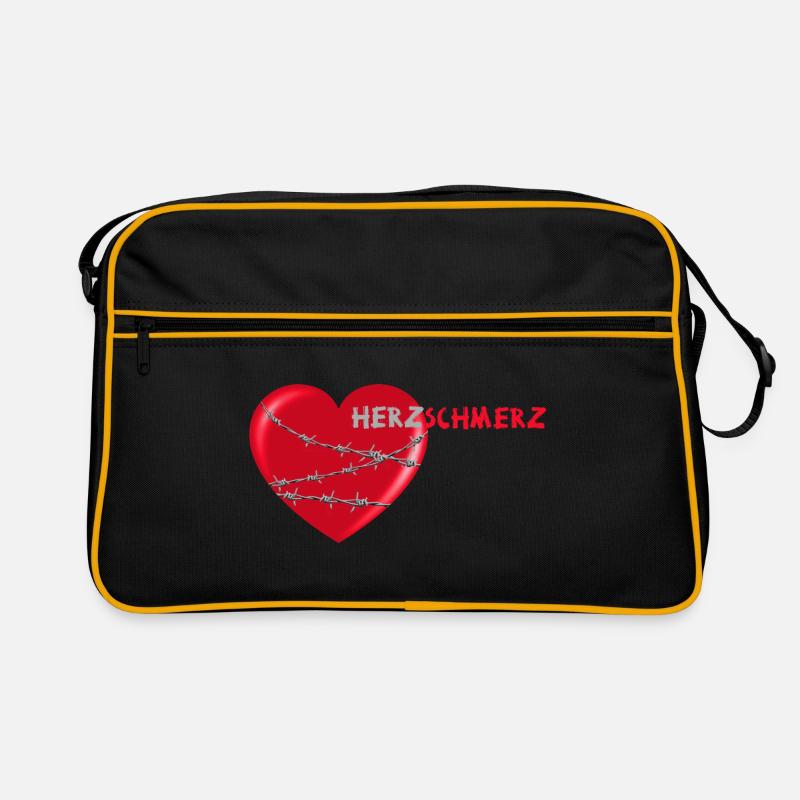 herzschmerz herz mit stacheldraht - Retro Tasche - Schwarz/Gold