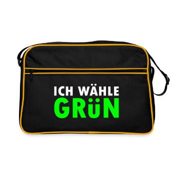 Ich wähle grün - Retro Tasche - Schwarz/Gold - Vorne