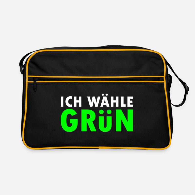 Ich wähle grün - Retro Tasche - Schwarz/Gold