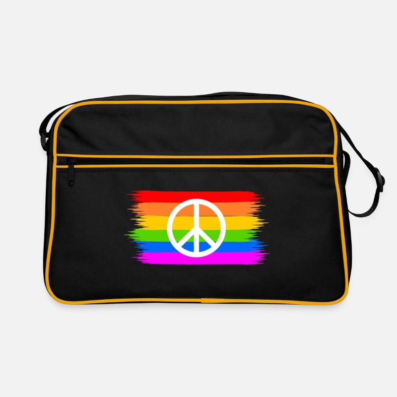 Peacezeichen auf LGBT Regenbogenfahne Retro Tasche