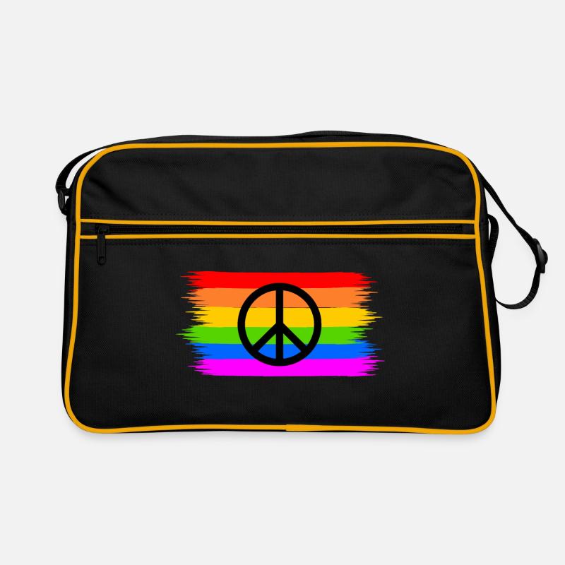 Signe de paix de paix sur le drapeau arc-en-ciel arc-en-ciel Sac Retro