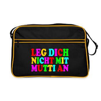 Leg dich nicht mit mutti an - Retro Tasche - Schwarz/Gold - Vorne