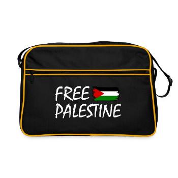 Free palestine - Retro Tasche - Schwarz/Gold - Vorne