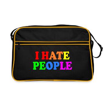 I hate people - Retro Tasche - Schwarz/Gold - Vorne