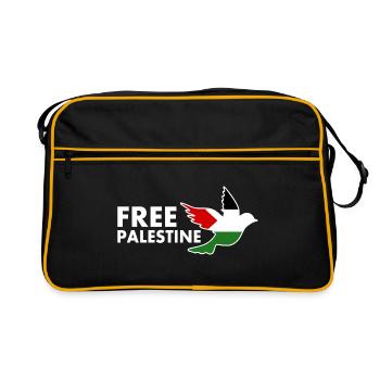 Free palestine - Retro Tasche - Schwarz/Gold - Vorne
