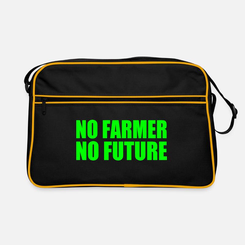 no farmer no future - Retro Tasche - Schwarz/Gold