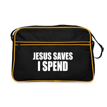 jesus saves i spend - Sac Retro - noir/or - Devant