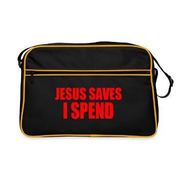 jesus saves i spend - Sac Retro - noir/or - Devant