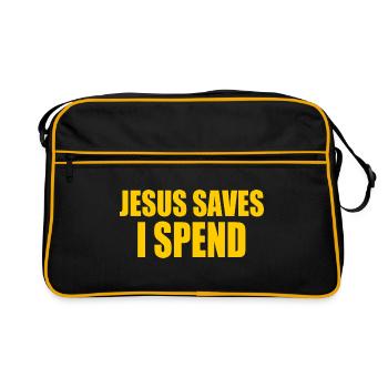 jesus saves i spend - Sac Retro - noir/or - Devant