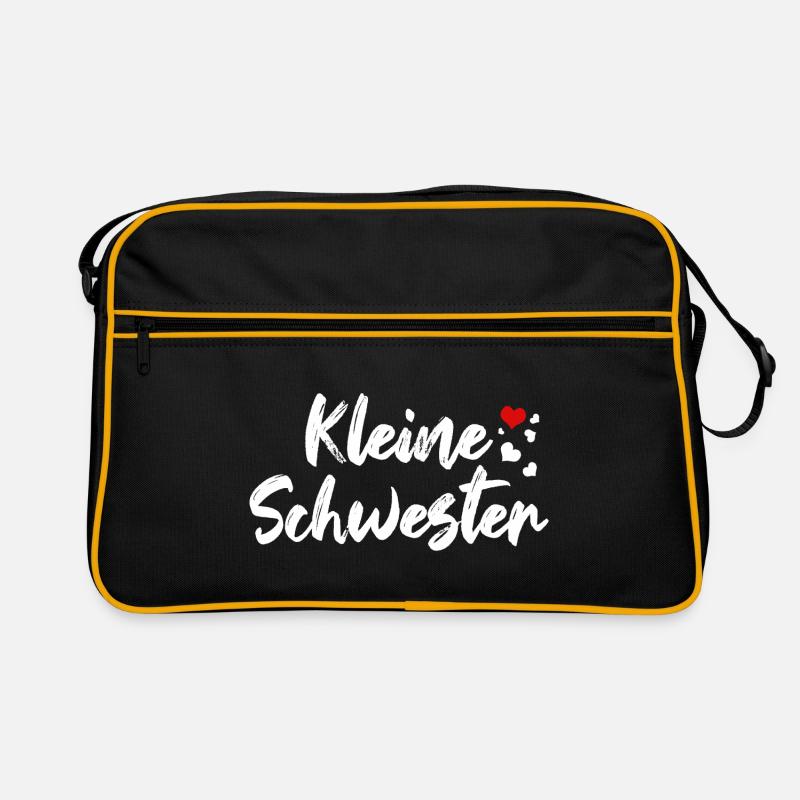 Kleine Schwester Liebe Schwesterherz - Retro Tasche - Schwarz/Gold