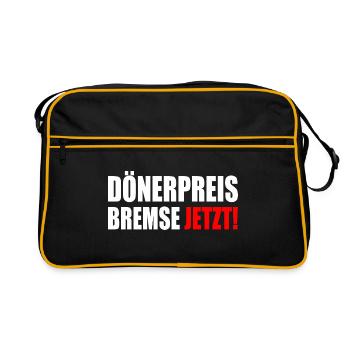 dönerpreisbremse jetzt - Retro Tasche - Schwarz/Gold - Vorne