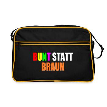 bunt statt braun - Retro Tasche - Schwarz/Gold - Vorne
