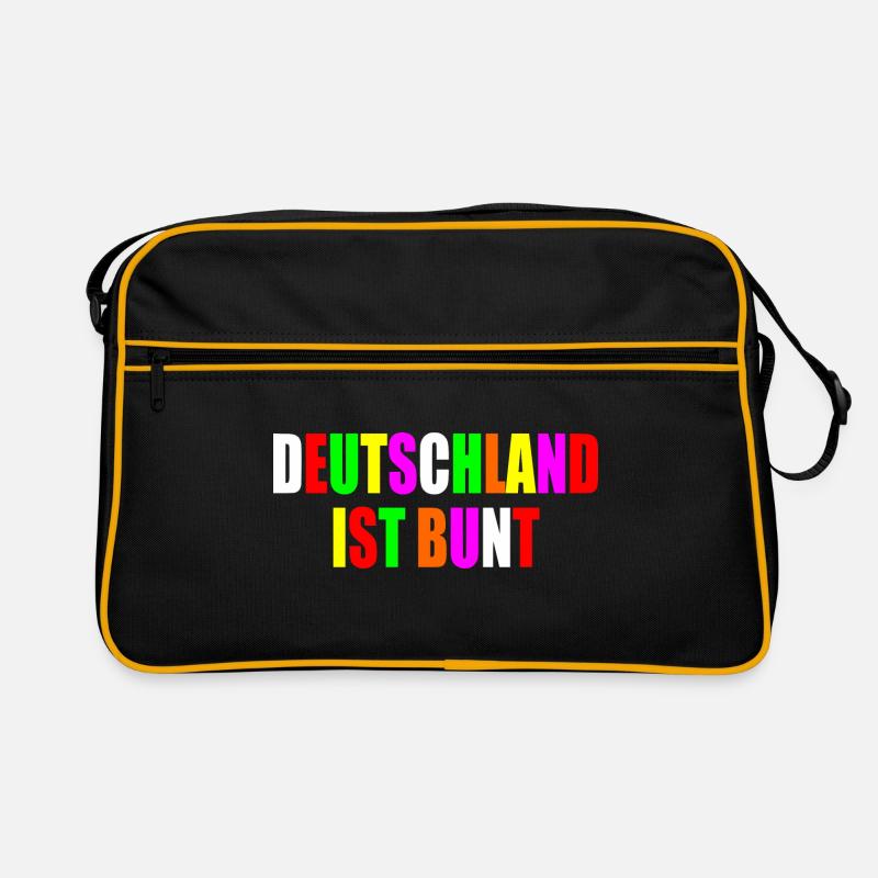 Deutschland ist bunt - Retro Tasche - Schwarz/Gold
