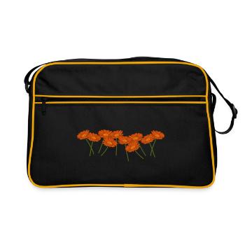 Calendula. Marigolds, flowers - Retro Bag - black/gold - Front