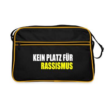 kein platz für rassismus - Retro Tasche - Schwarz/Gold - Vorne