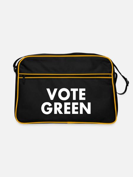 Vote green - Retro Tasche - Schwarz/Gold - Vorne