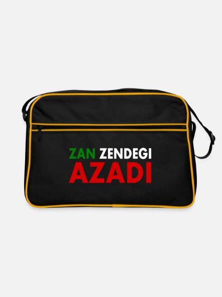 women life freedom Zan zendegi azadi - Retro Tasche - Schwarz/Gold - Vorne