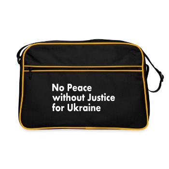 No peace without justice for ukraine - Retro Tasche - Schwarz/Gold - Vorne