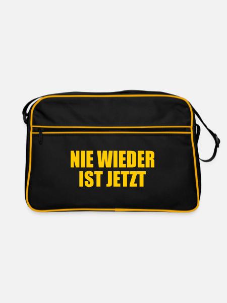 Nie wieder ist jetzt - Retro Tasche - Schwarz/Gold - Vorne