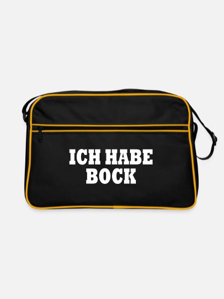 Ich habe bock - Retro Tasche - Schwarz/Gold - Vorne