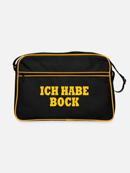 Ich habe bock - Retro Tasche - Schwarz/Gold - Vorne