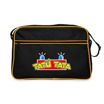 Blaulicht Einsatz Rettung Feuerwehr Tatü Tata - Retro Tasche - Schwarz/Gold - Vorne