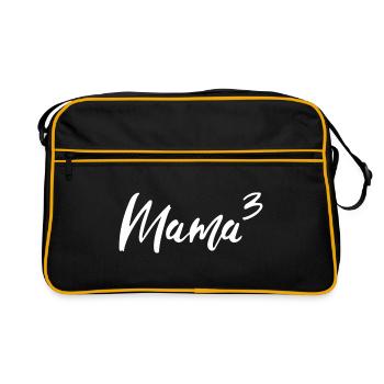 Mama Hoch Drei - Retro Tasche - Schwarz/Gold - Vorne