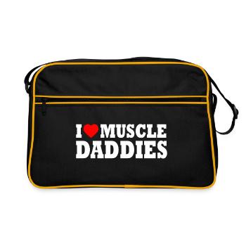 I love muscle daddies - Sac Retro - noir/or - Devant