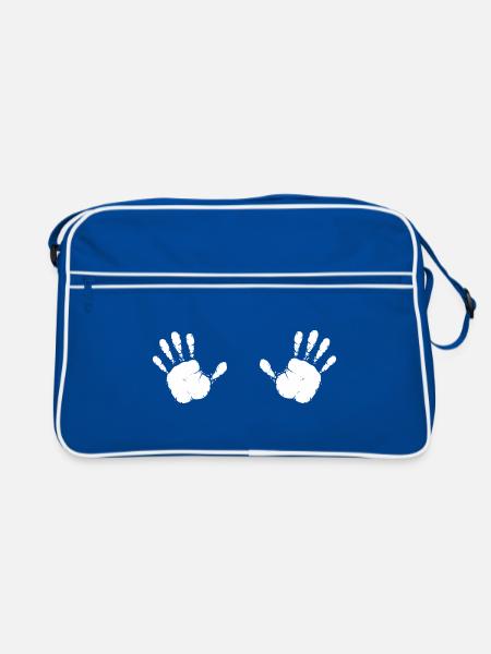 Hands handprints - Retro Bag - blue/white - Front