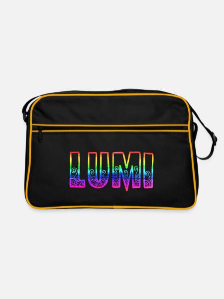 lumi rs regenbogen - Retro Tasche - Schwarz/Gold - Vorne