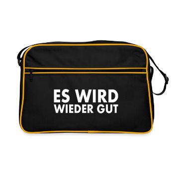Es wird wieder gut - Retro Tasche - Schwarz/Gold - Vorne