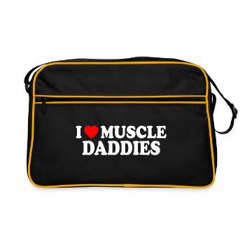 I love muscle daddies - Sac Retro - noir/or - Devant