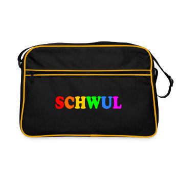 Schwul - Retro Tasche - Schwarz/Gold - Vorne