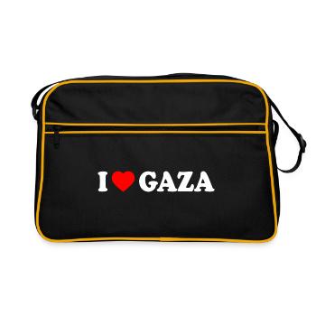 I love gaza - Retro Tasche - Schwarz/Gold - Vorne
