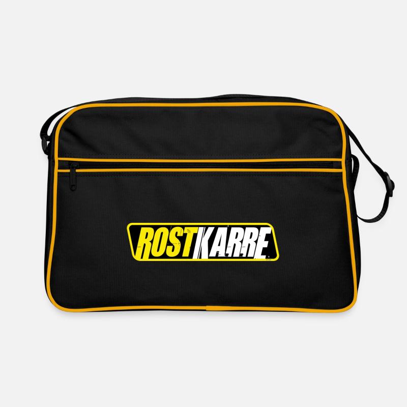ROSTKARRE - Ratte - Auto - Moped DDR Sticker - - Retro Tasche - Schwarz/Gold