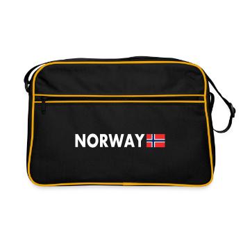 Norwegen flagge - Retro Tasche - Schwarz/Gold - Vorne