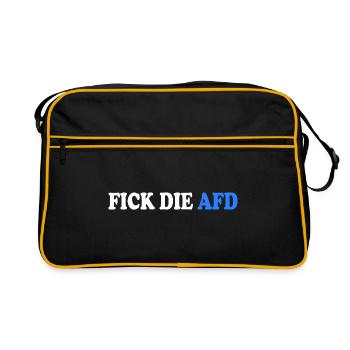 Fick die afd - Retro Tasche - Schwarz/Gold - Vorne