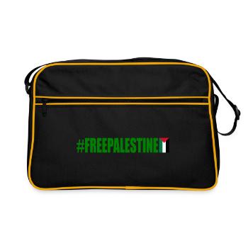 Free palestine - Retro Tasche - Schwarz/Gold - Vorne