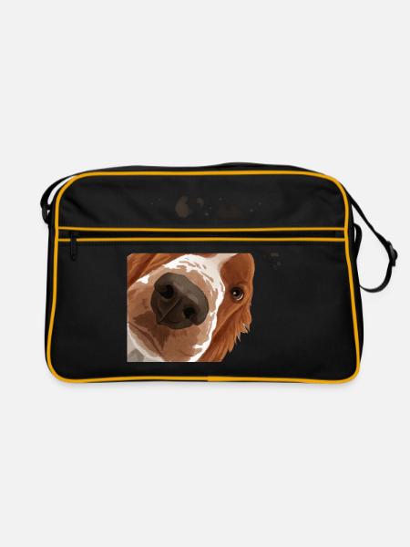 Curious Welsh Springer Spaniel Dog - Retro Bag - black/gold - Front