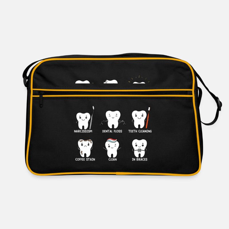 Zähne - Retro Tasche - Schwarz/Gold