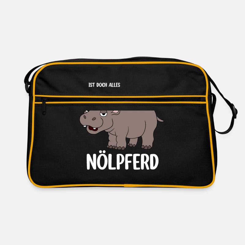 Nilpferd - Retro Tasche - Schwarz/Gold